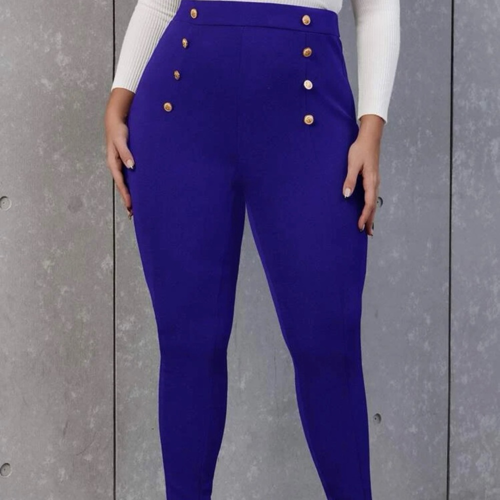 Blue stretch sailor pants-NWOT